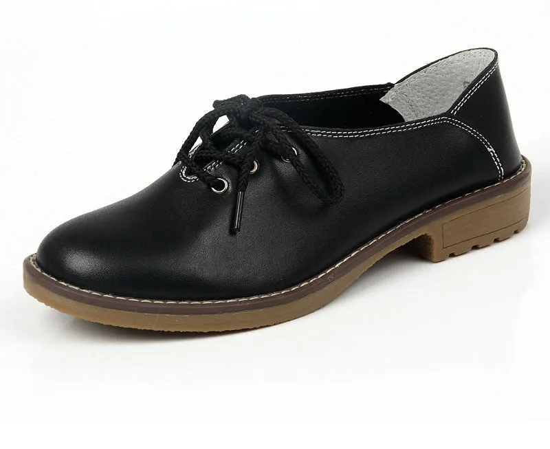 Genuine Leather Shoes Women Oxford Shoes For Women Shoes Fashion Flats Women Moccasins Big Size Ladies Shoes