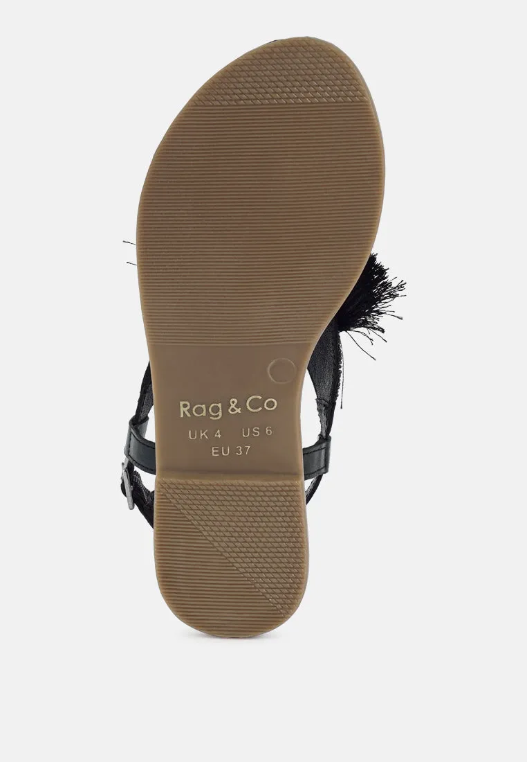 Genuine Leather Tassel Sandals By RUW