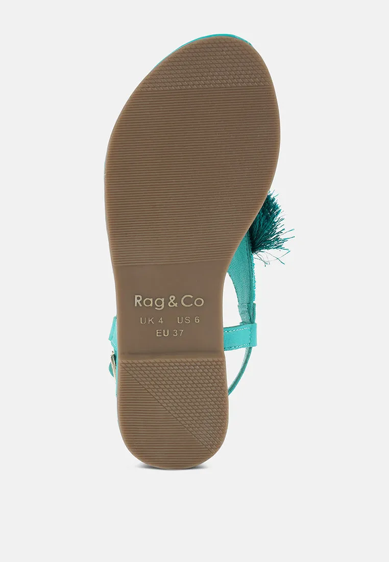 Genuine Leather Tassel Sandals By RUW