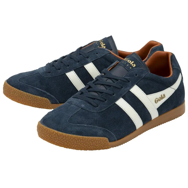 GOLA Harrier Suede Trainers in Navy/Off White/Moody Orange