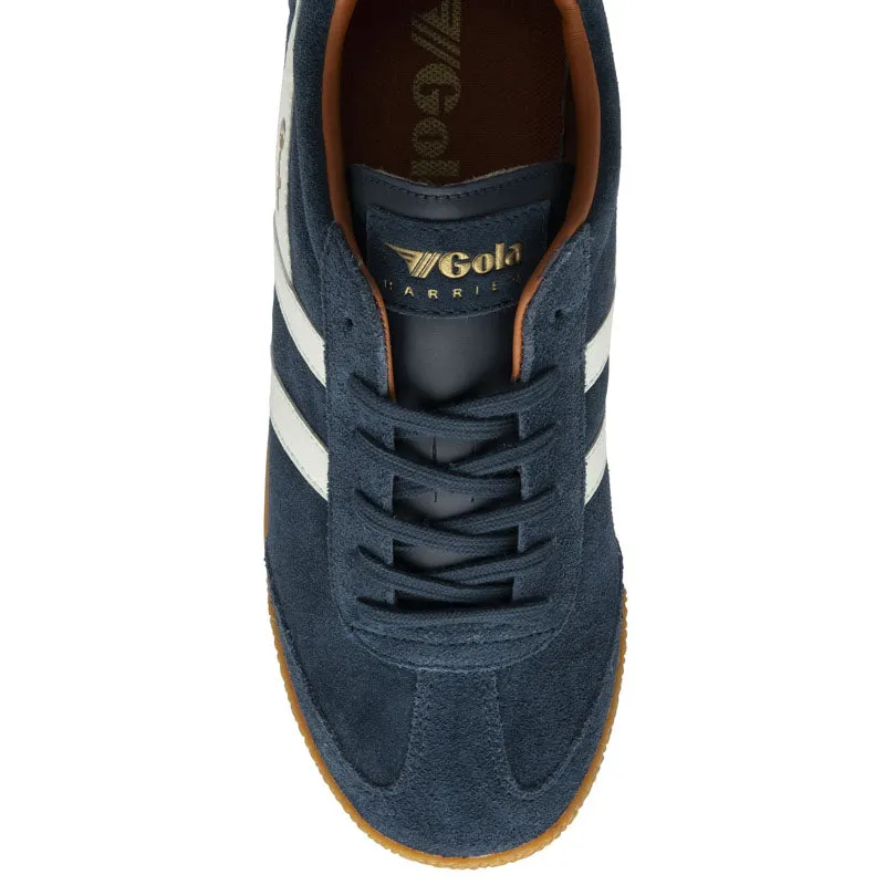 GOLA Harrier Suede Trainers in Navy/Off White/Moody Orange