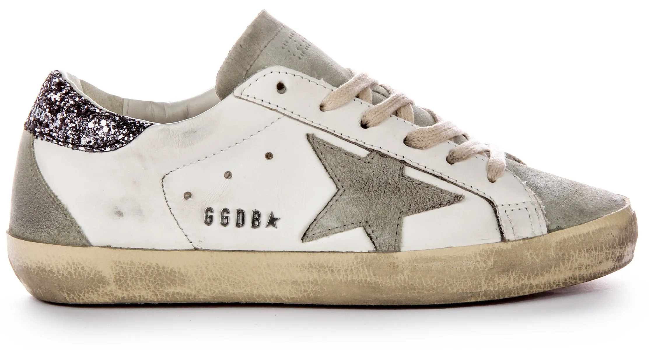 Golden Goose Super Star In White Grey For Women