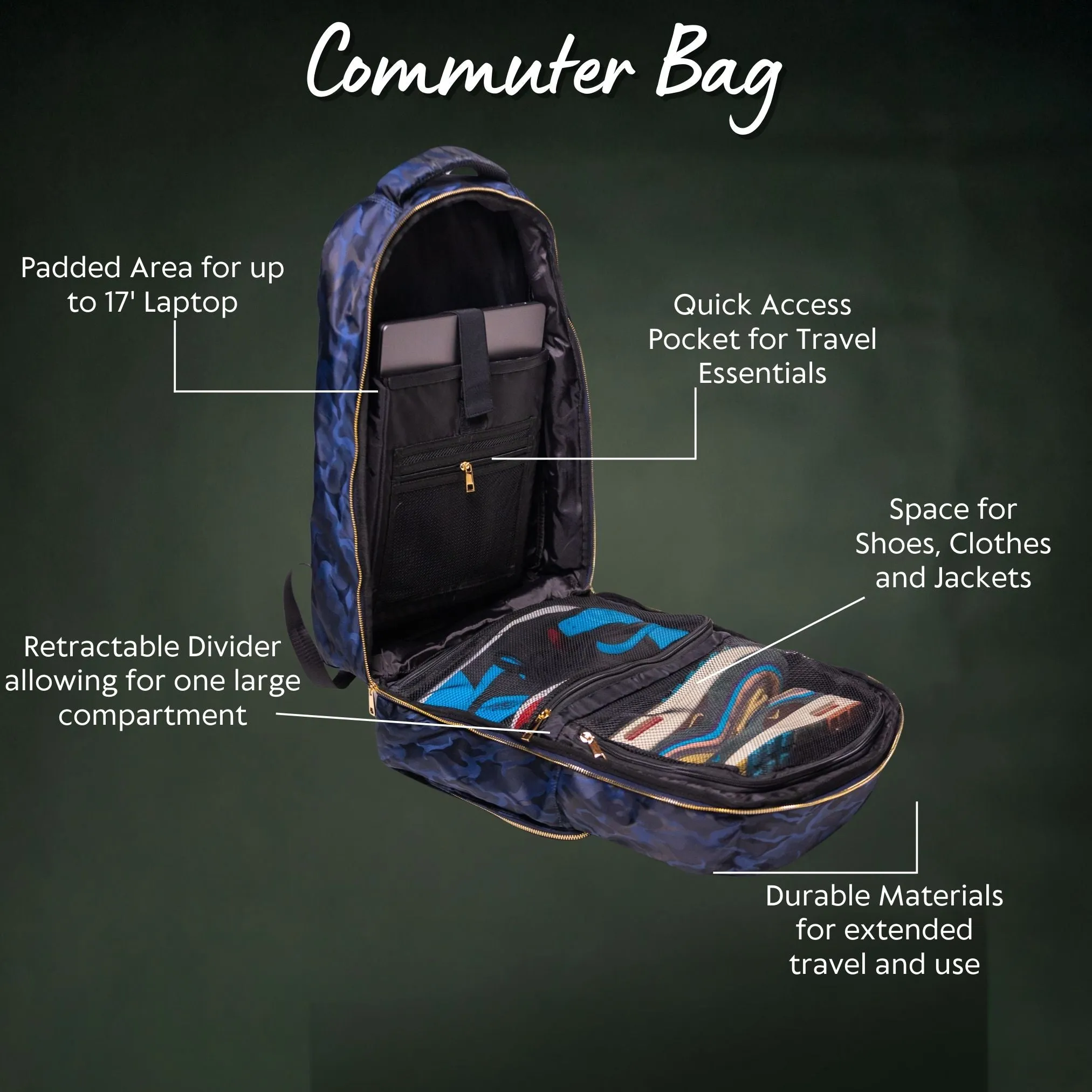 Green Camo Commuter Bag
