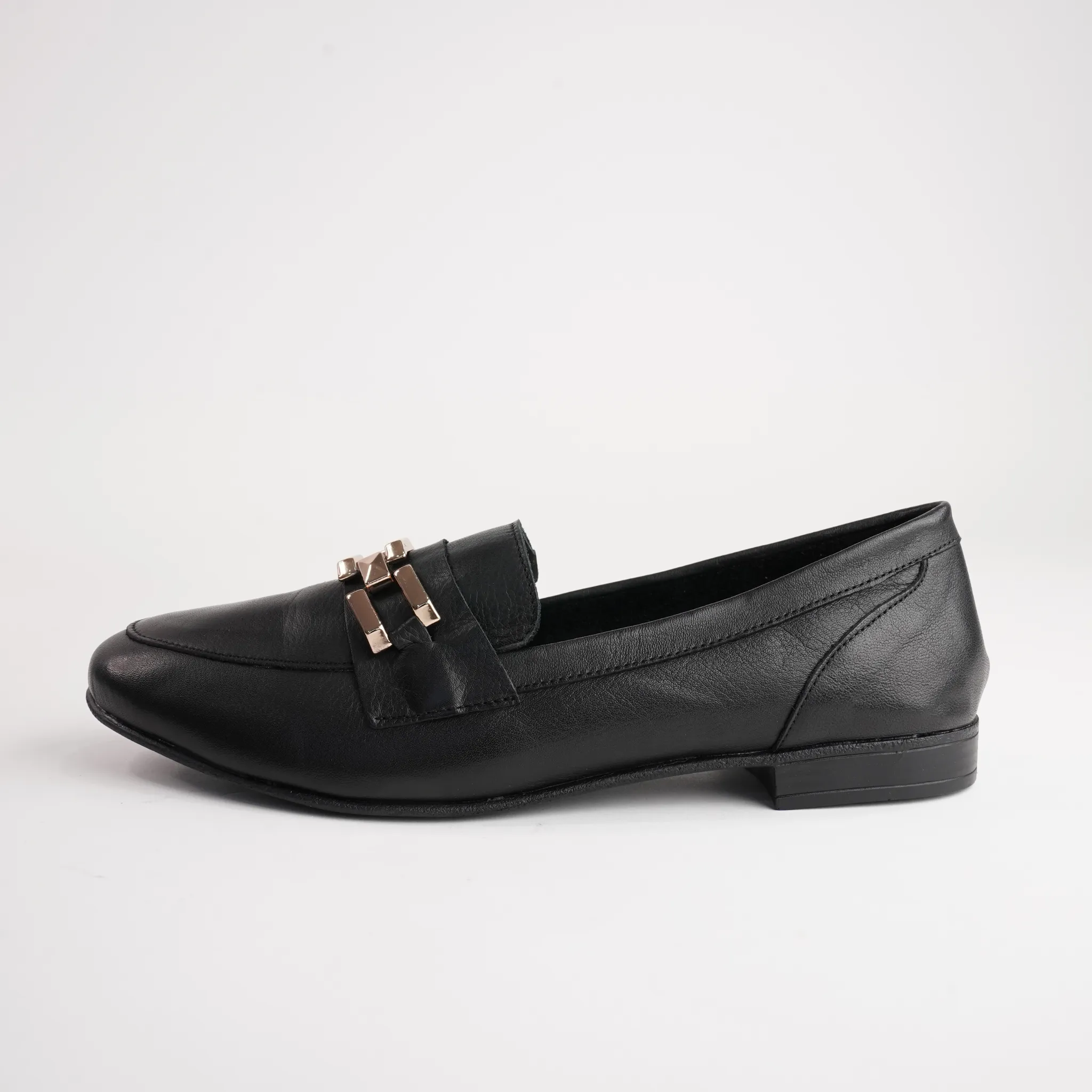 Gyor Black Leather Loafers