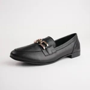 Gyor Black Leather Loafers