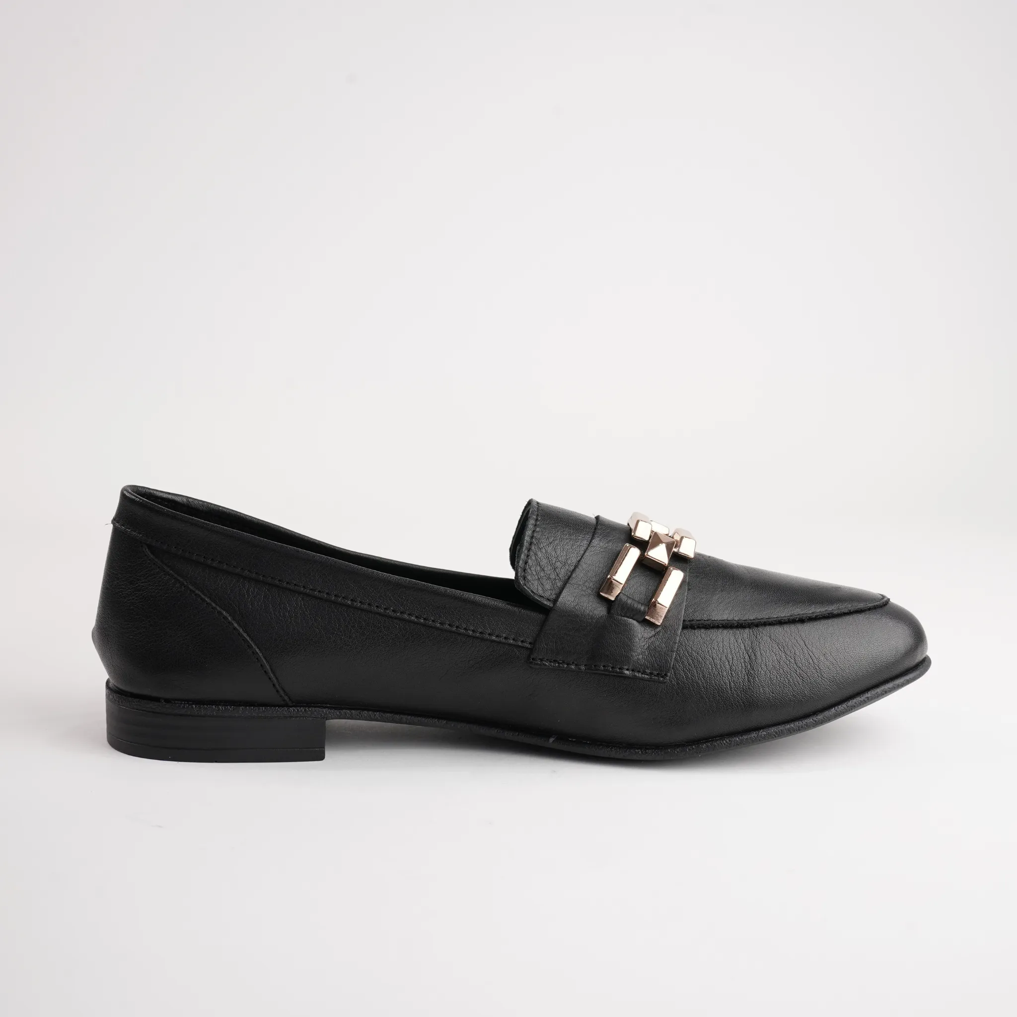 Gyor Black Leather Loafers