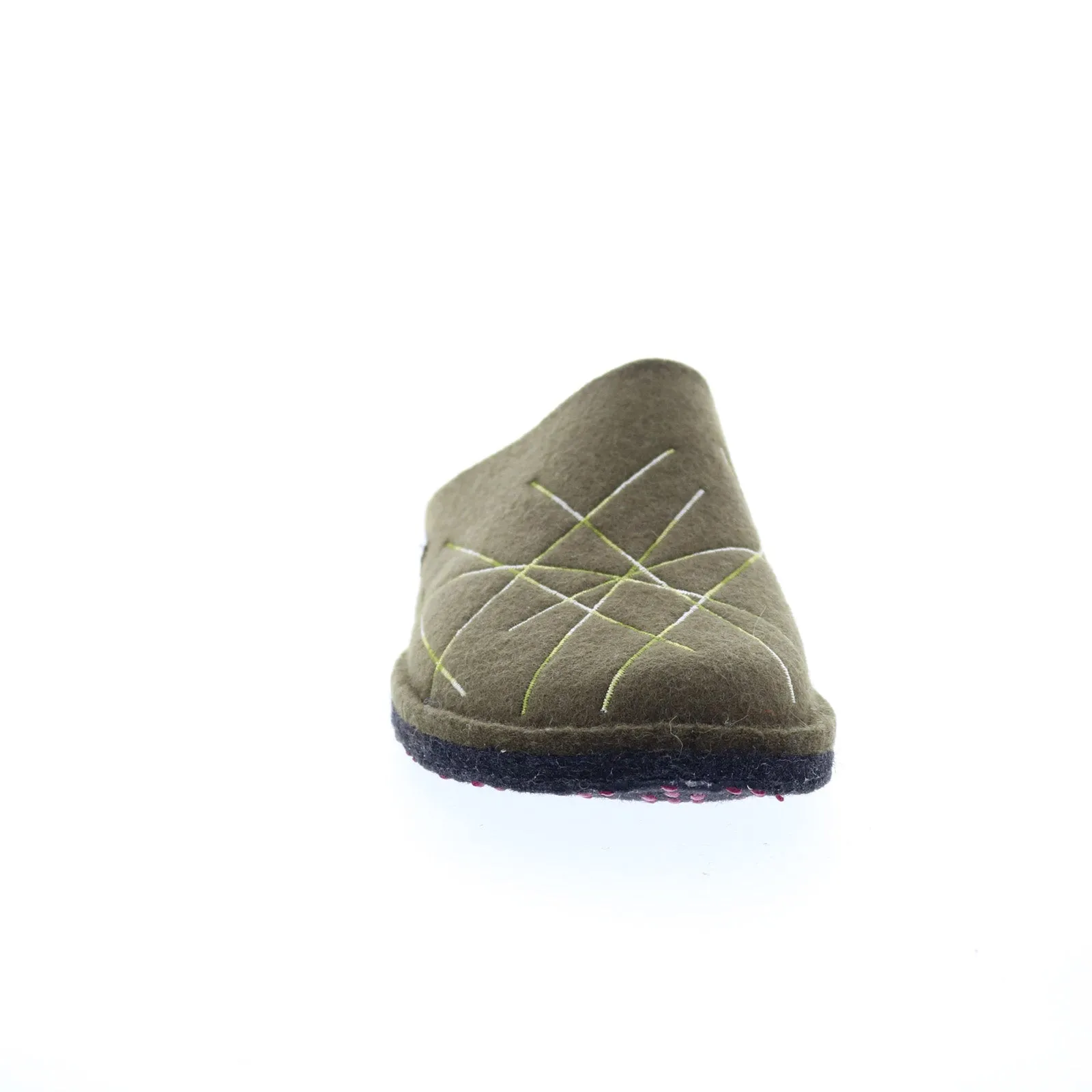 Haflinger Mikado 314037-116H Womens Green Canvas Slip On Clogs Slippers Shoes