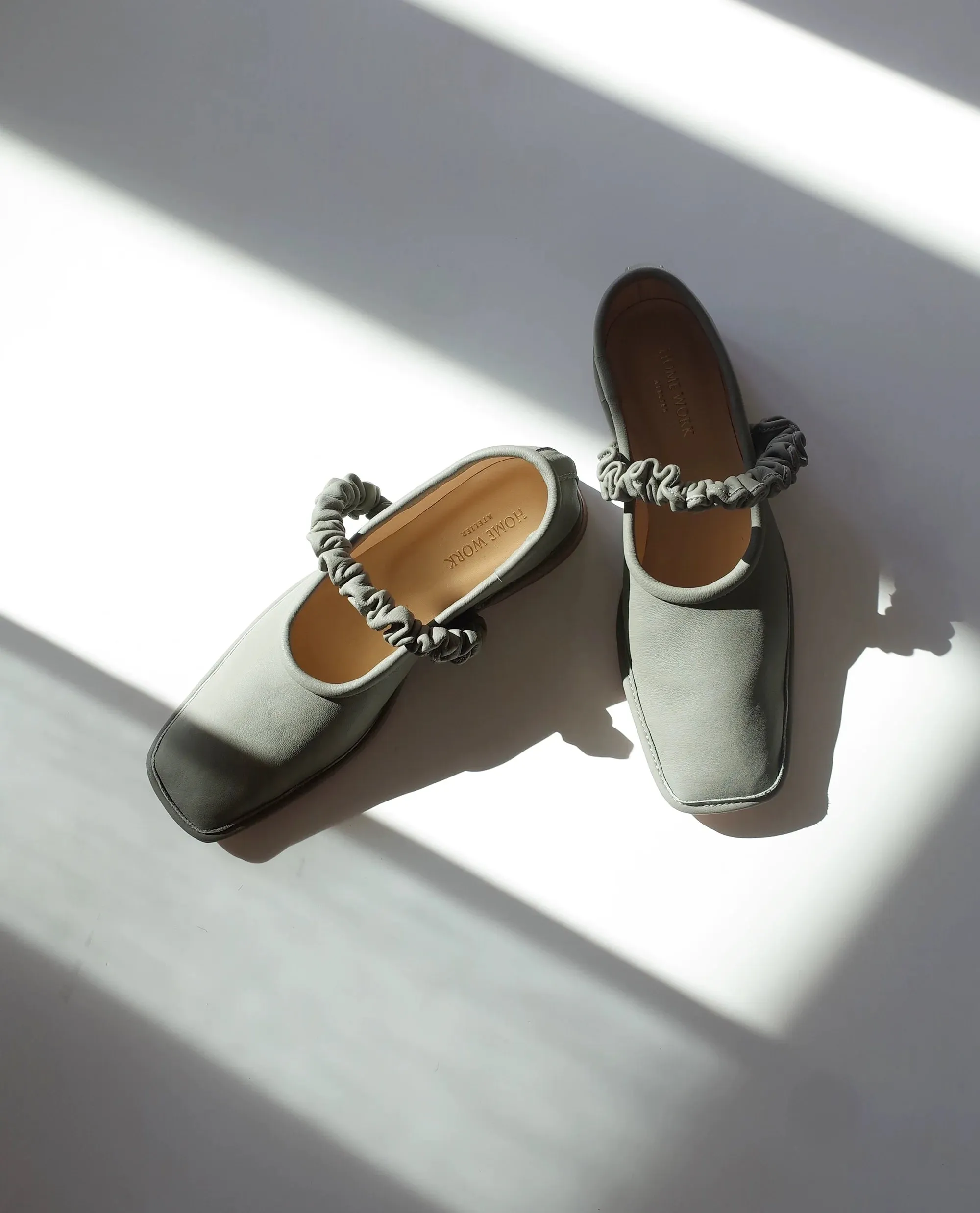 Hand-Pleated Square Toe Flats