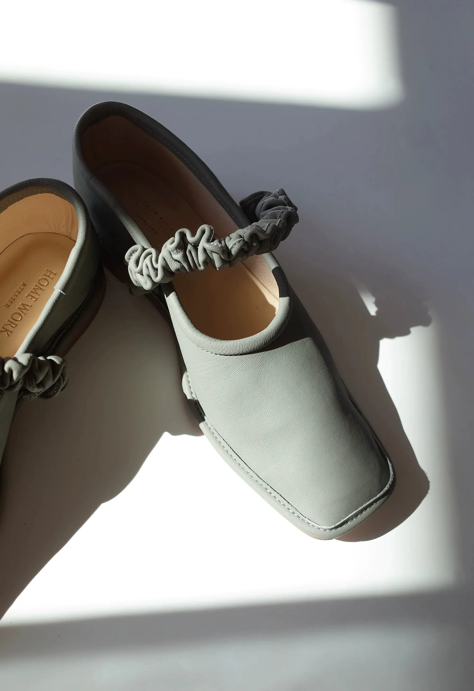Hand-Pleated Square Toe Flats
