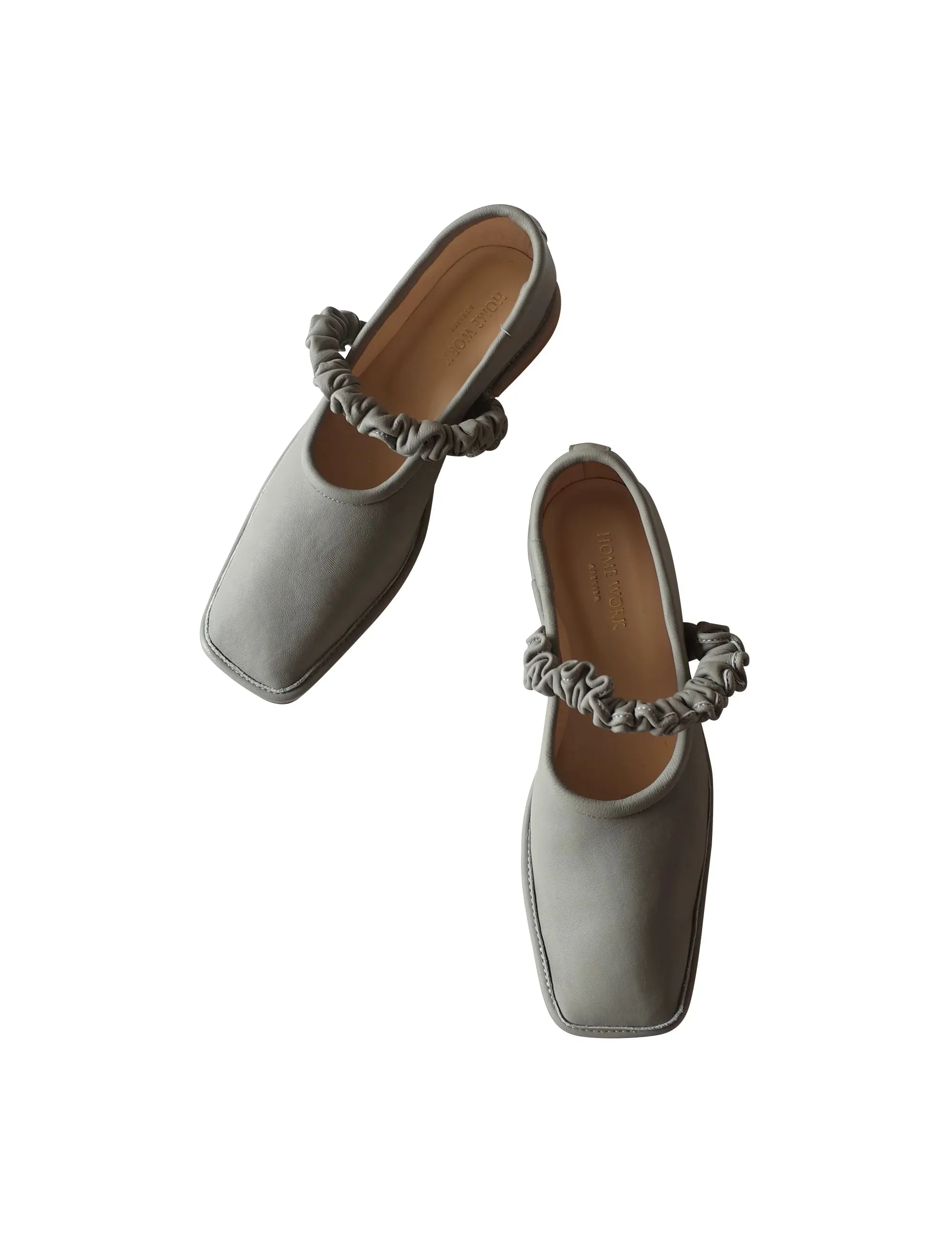 Hand-Pleated Square Toe Flats