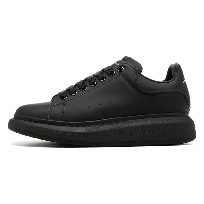 Handmade Black Leather Shoes Men Calf Leather Round-toe Casual Sneakers Unisex Loafers Shoes