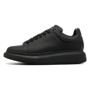 Handmade Black Leather Shoes Men Calf Leather Round-toe Casual Sneakers Unisex Loafers Shoes