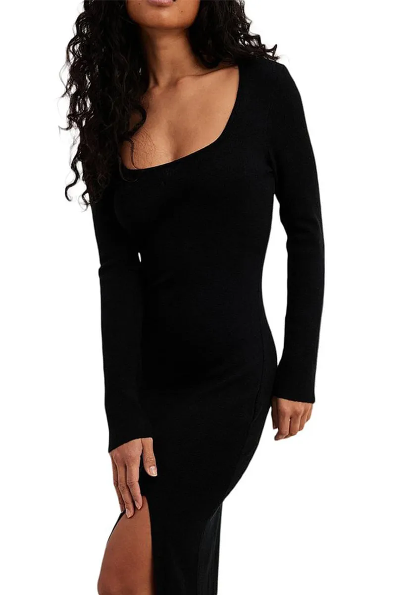 HBT1053 Sleek Knit Maxi Dress