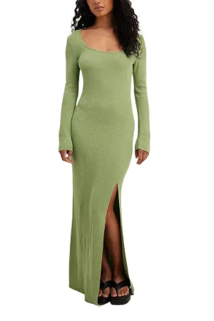 HBT1053 Sleek Knit Maxi Dress