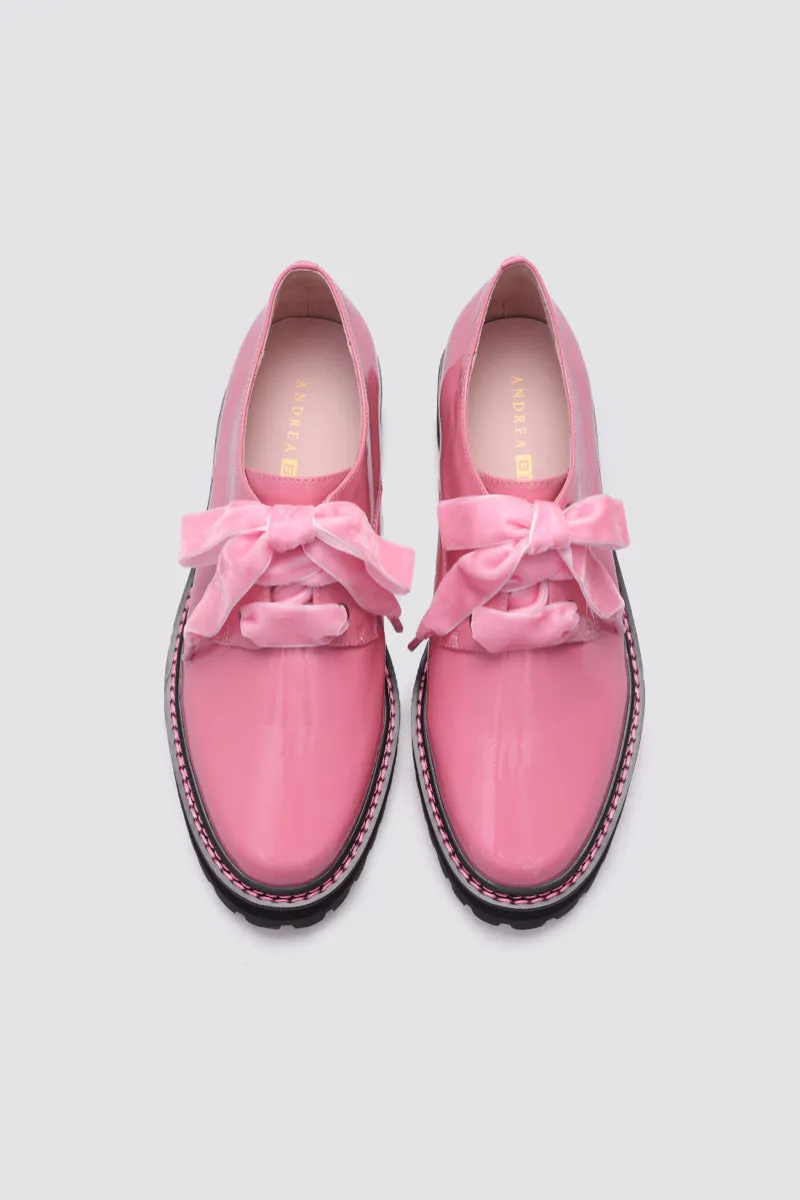 HONEY LACE UP FLAT PINK PATENT LEATHER