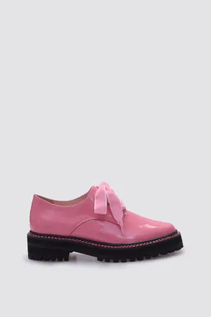 HONEY LACE UP FLAT PINK PATENT LEATHER