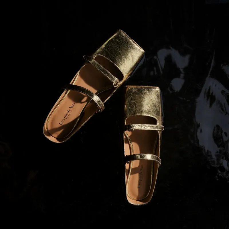 Italian Cracked Leather Square-Toe Mules