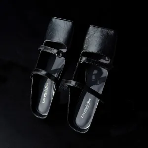 Italian Cracked Leather Square-Toe Mules