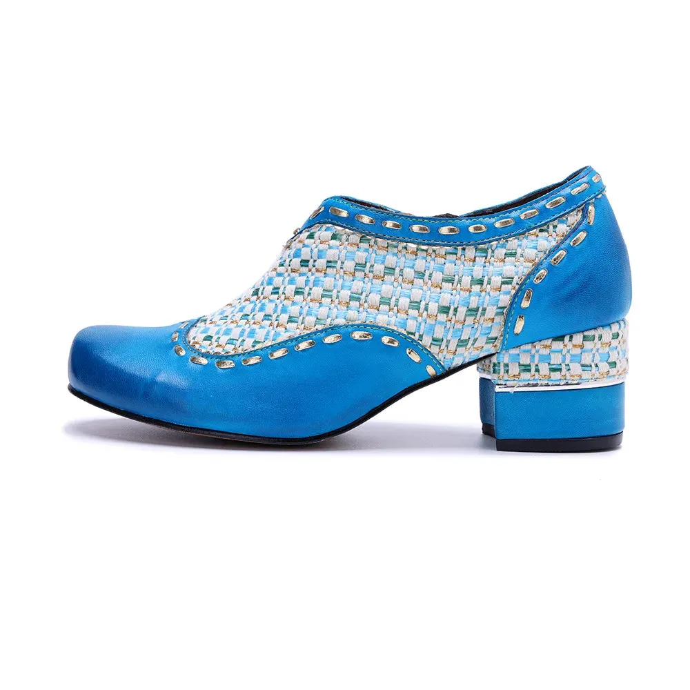 Jacquard Leather Ethnic Shoes – Big Size Elegant Summer Flats