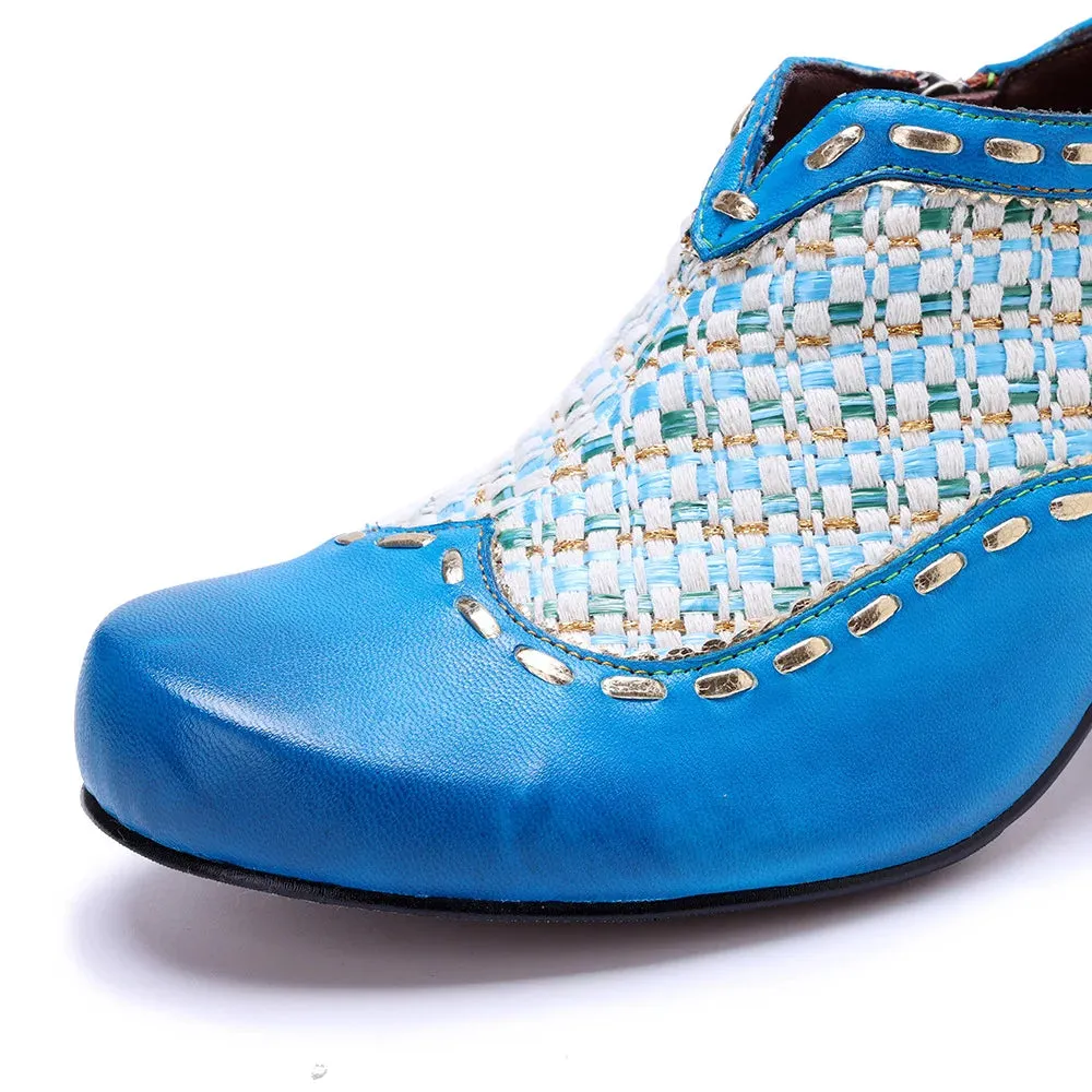 Jacquard Leather Ethnic Shoes – Big Size Elegant Summer Flats