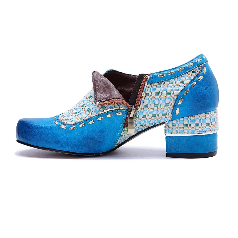 Jacquard Leather Ethnic Shoes – Big Size Elegant Summer Flats