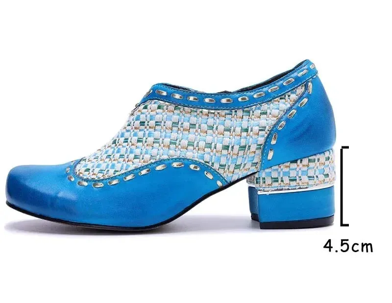 Jacquard Leather Ethnic Shoes – Big Size Elegant Summer Flats