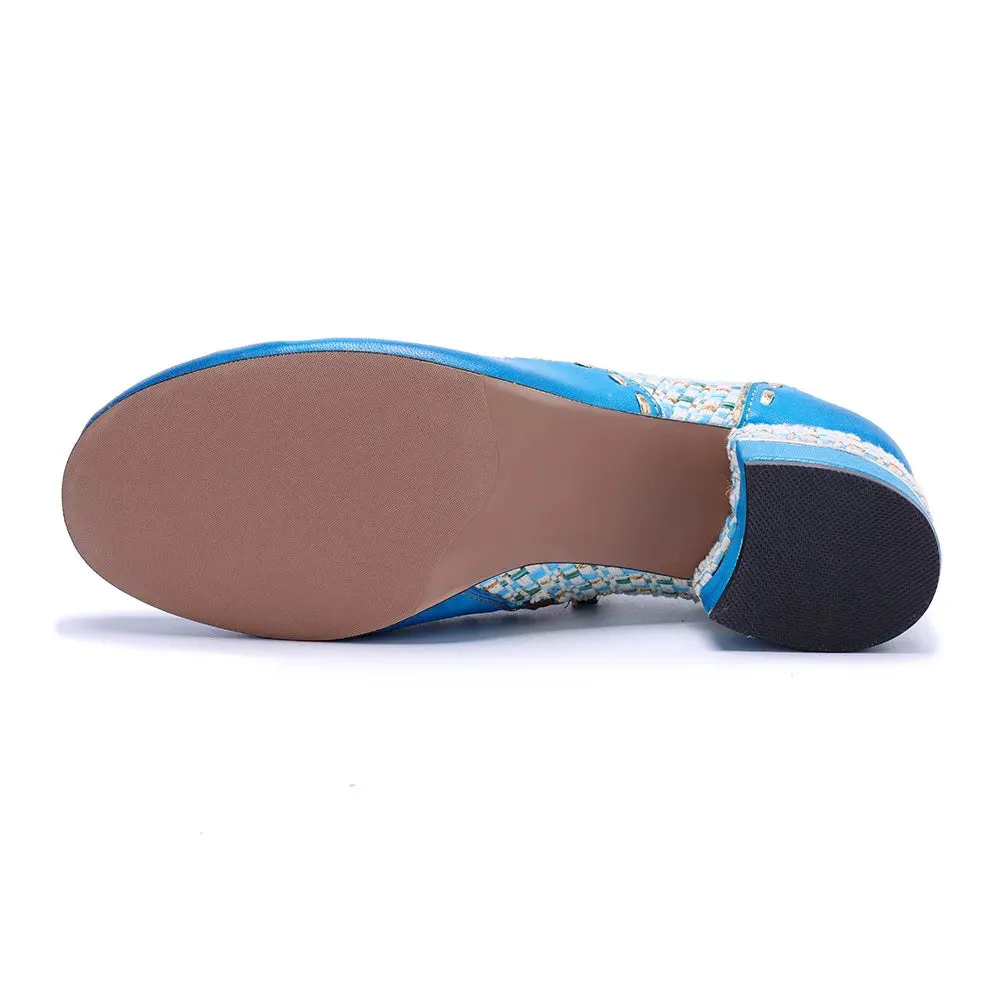 Jacquard Leather Ethnic Shoes – Big Size Elegant Summer Flats