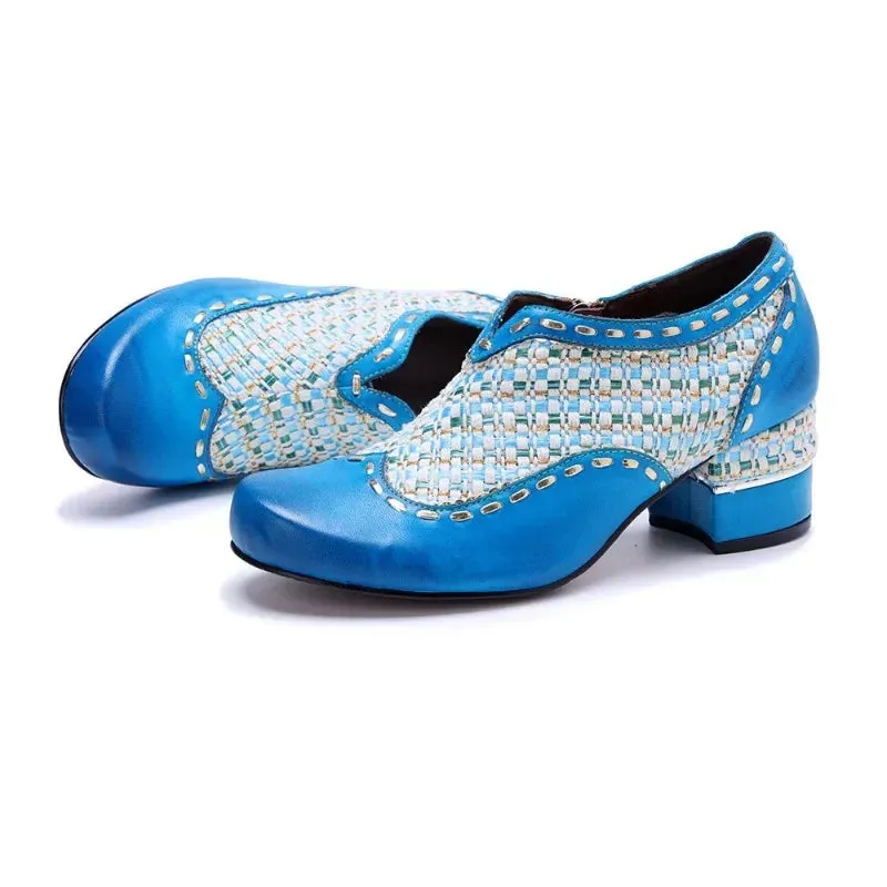 Jacquard Leather Ethnic Shoes – Big Size Elegant Summer Flats