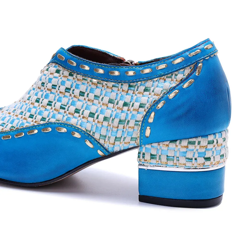 Jacquard Leather Ethnic Shoes – Big Size Elegant Summer Flats
