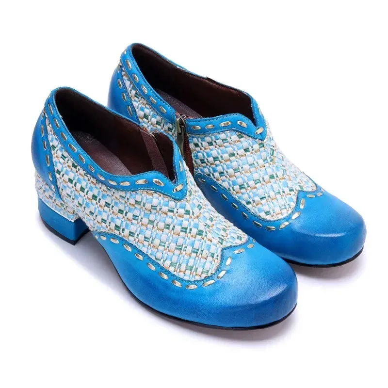 Jacquard Leather Ethnic Shoes – Big Size Elegant Summer Flats