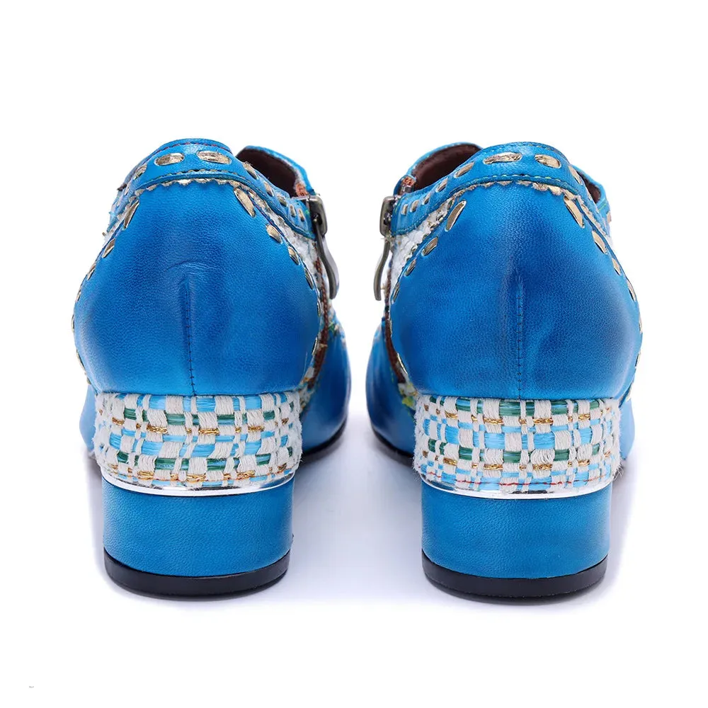 Jacquard Leather Ethnic Shoes – Big Size Elegant Summer Flats
