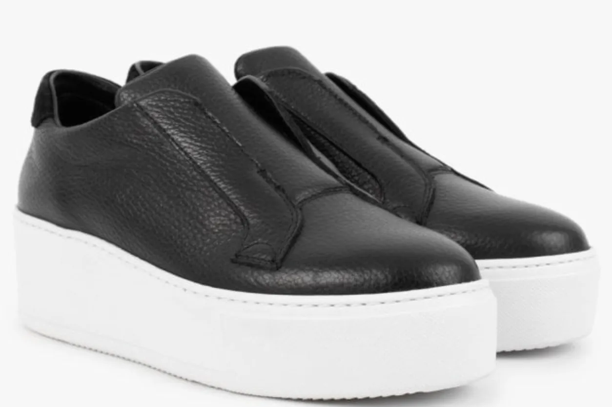 Jane Galland Trainers Marie Black Leather Platform Trainers