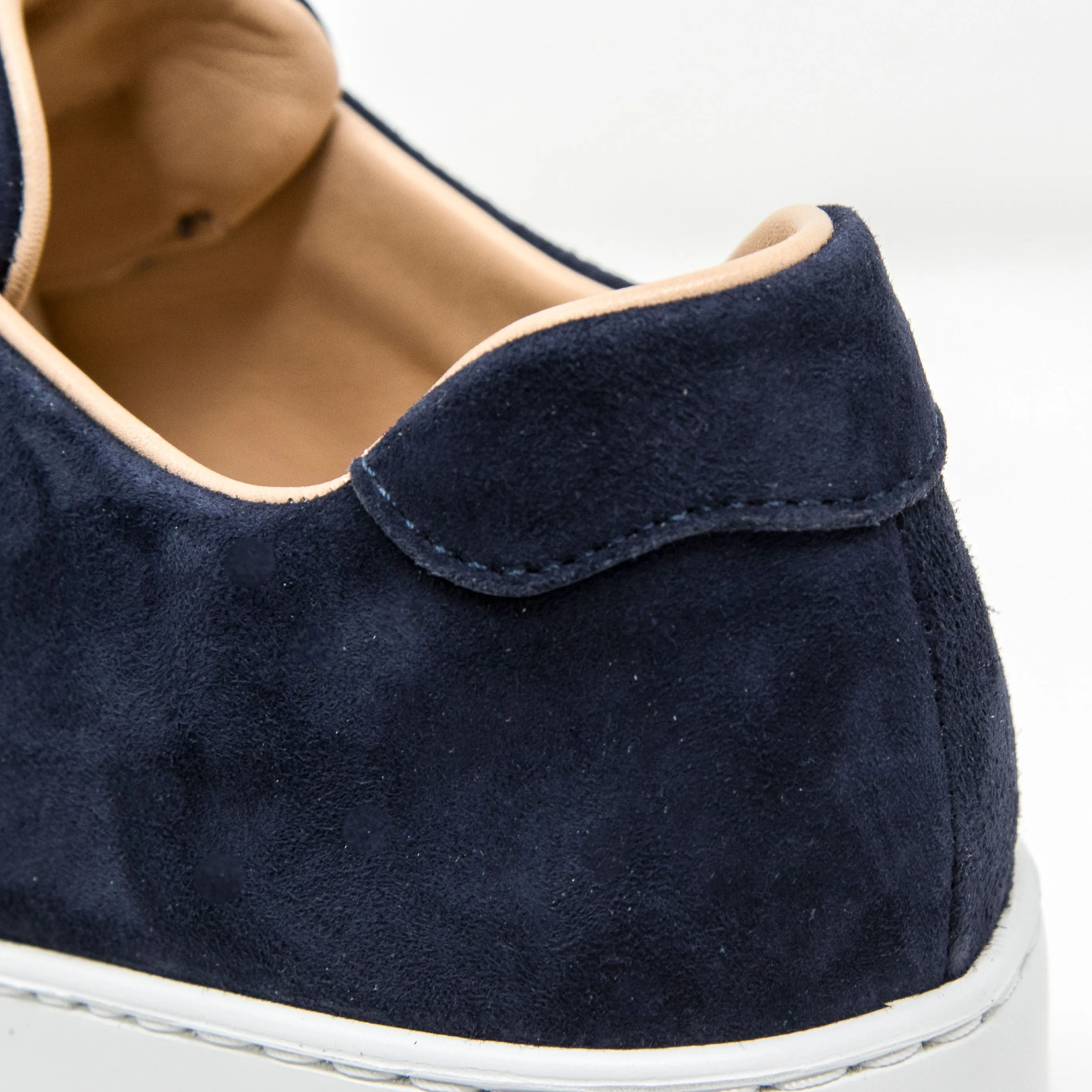 Jane Galland Trainers Marie Navy Suede Flatform Laceless Trainers