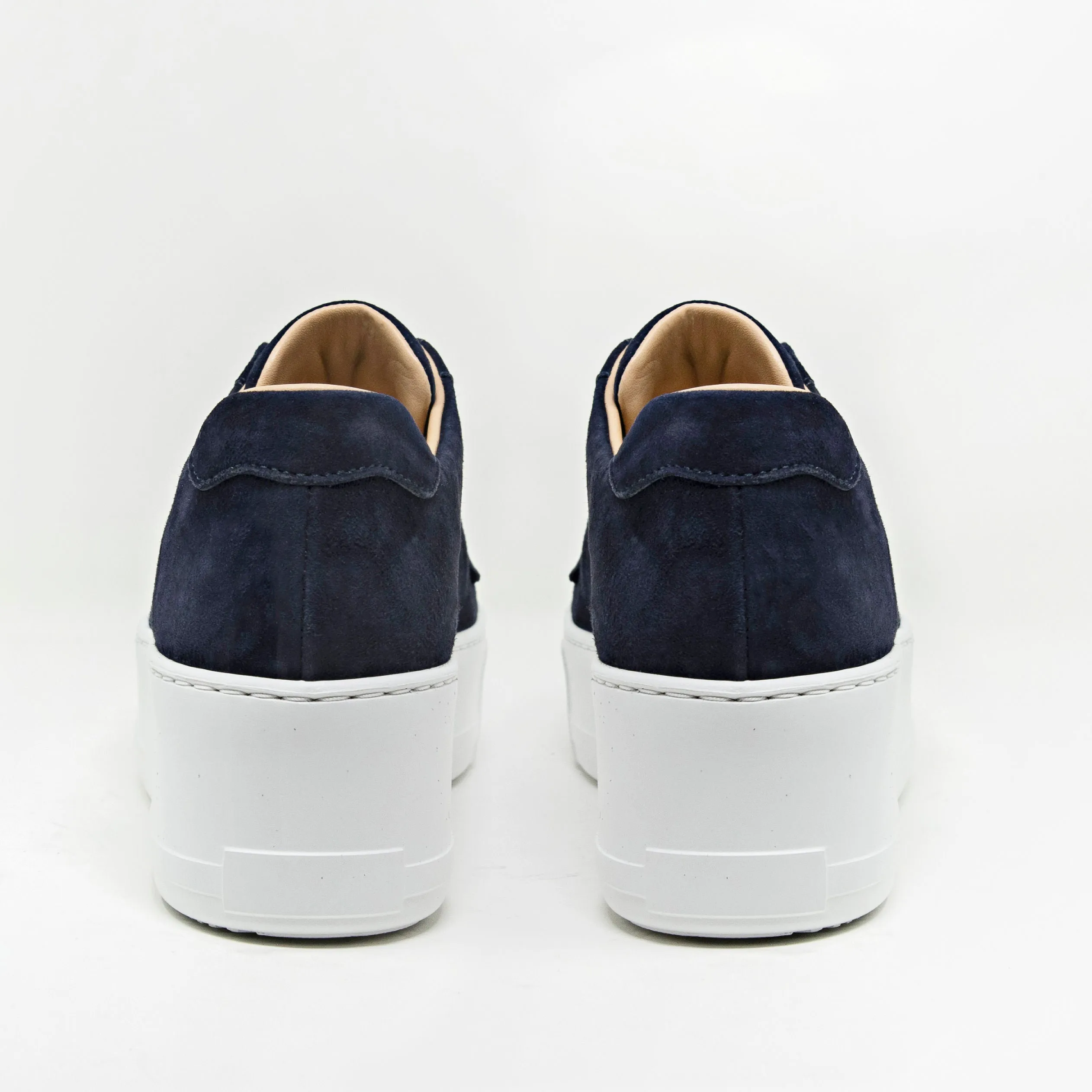Jane Galland Trainers Marie Navy Suede Flatform Laceless Trainers