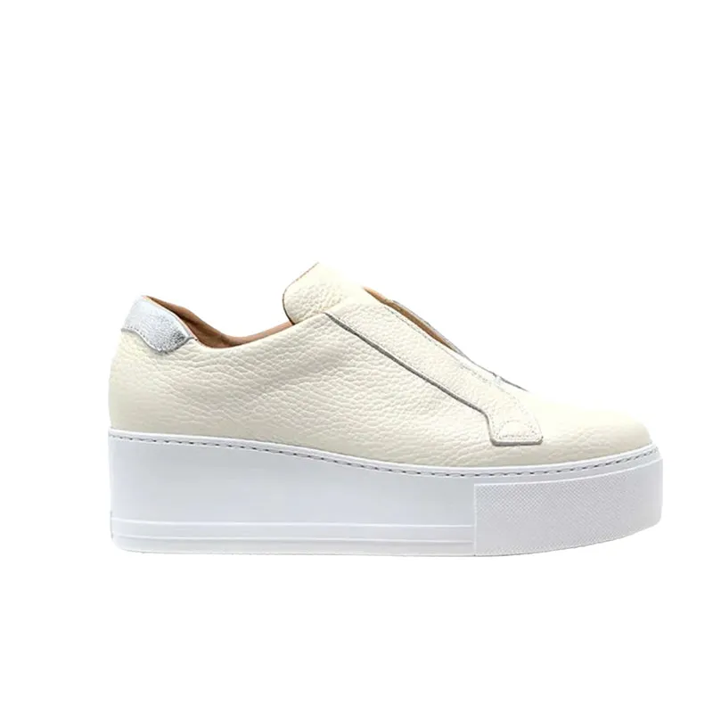 Jane Galland Trainers Marie Off White Leather Flatform Laceless