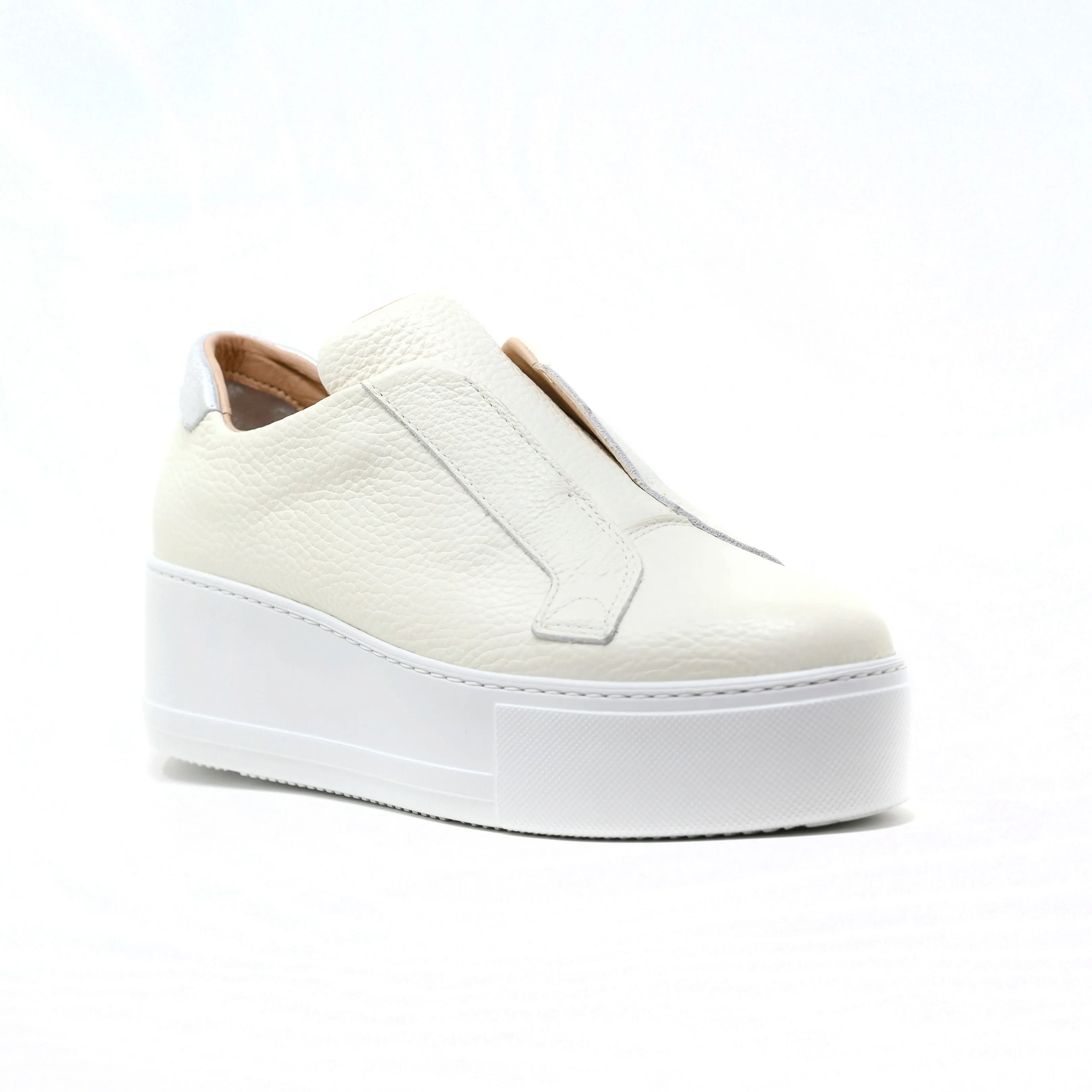 Jane Galland Trainers Marie Off White Leather Flatform Laceless