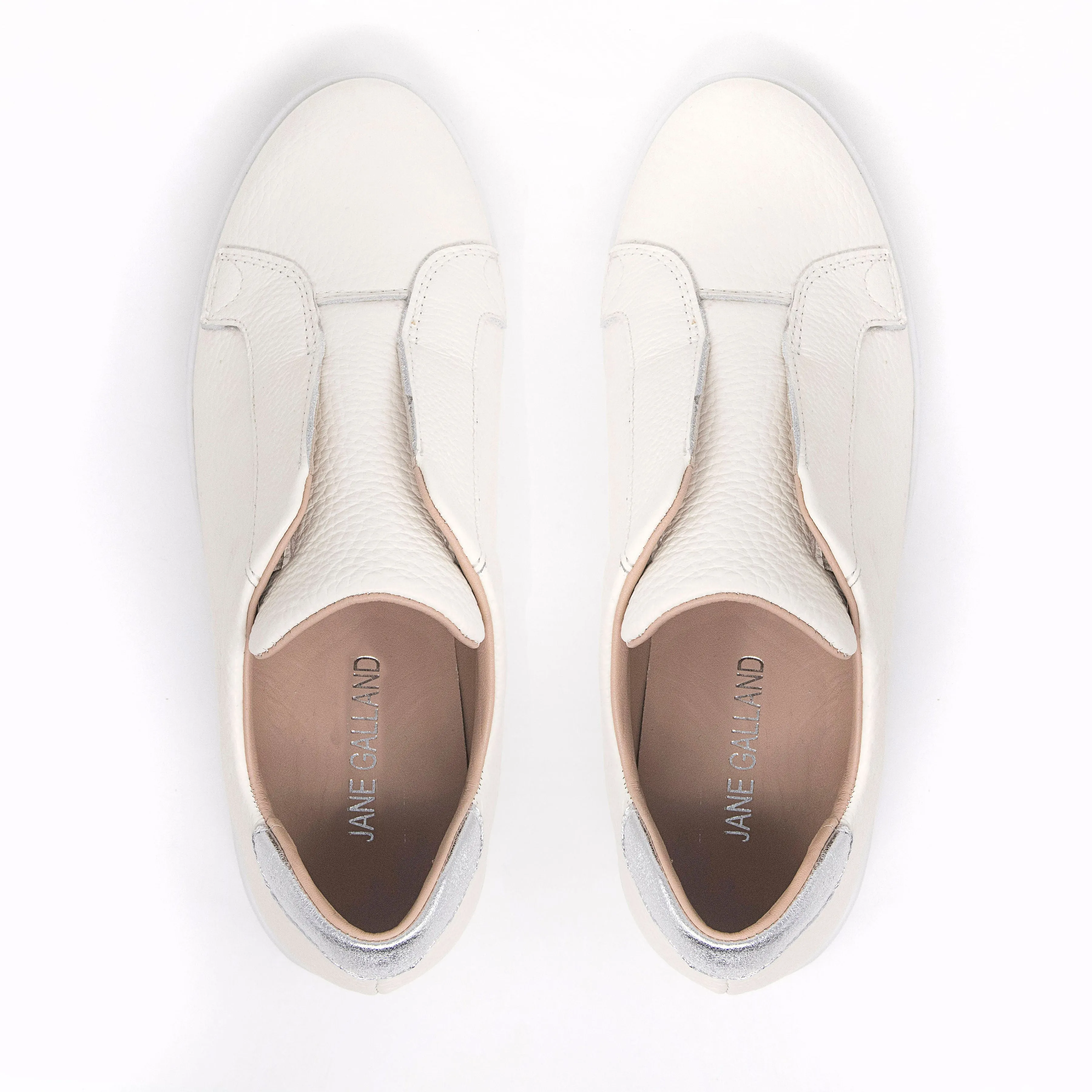Jane Galland Trainers Marie Off White Leather Flatform Laceless