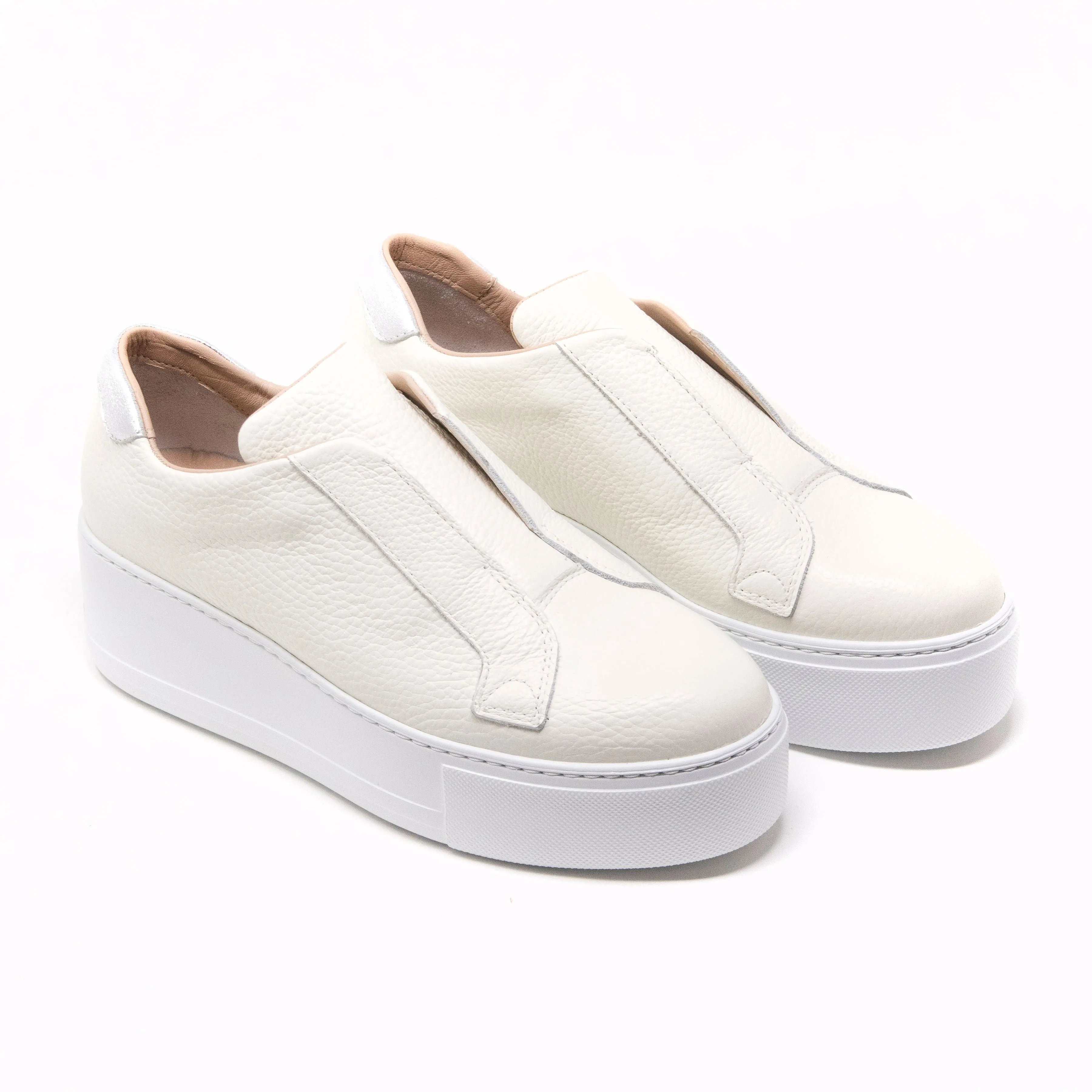 Jane Galland Trainers Marie Off White Leather Flatform Laceless
