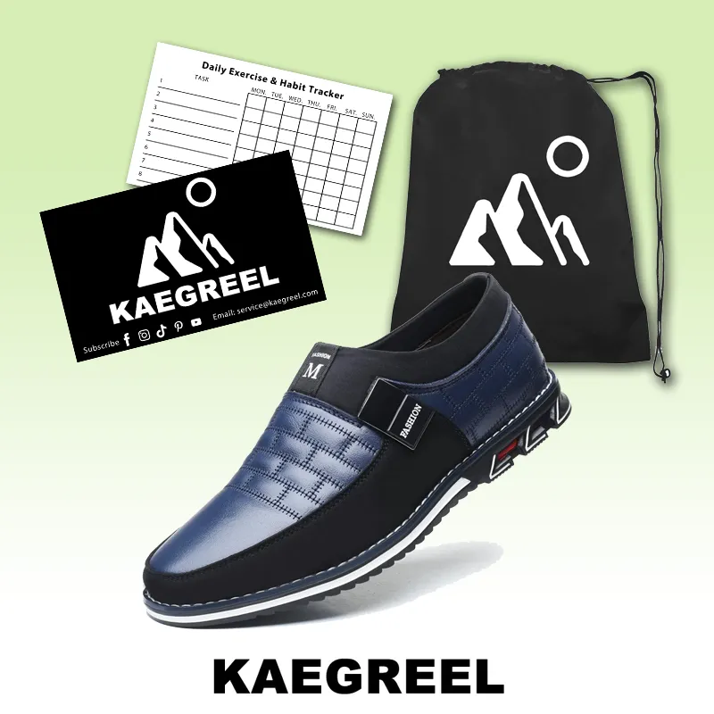 Kaegreel Men's Genuine Leather Splicing Non Slip Metal Soft Sole Casual Shoes