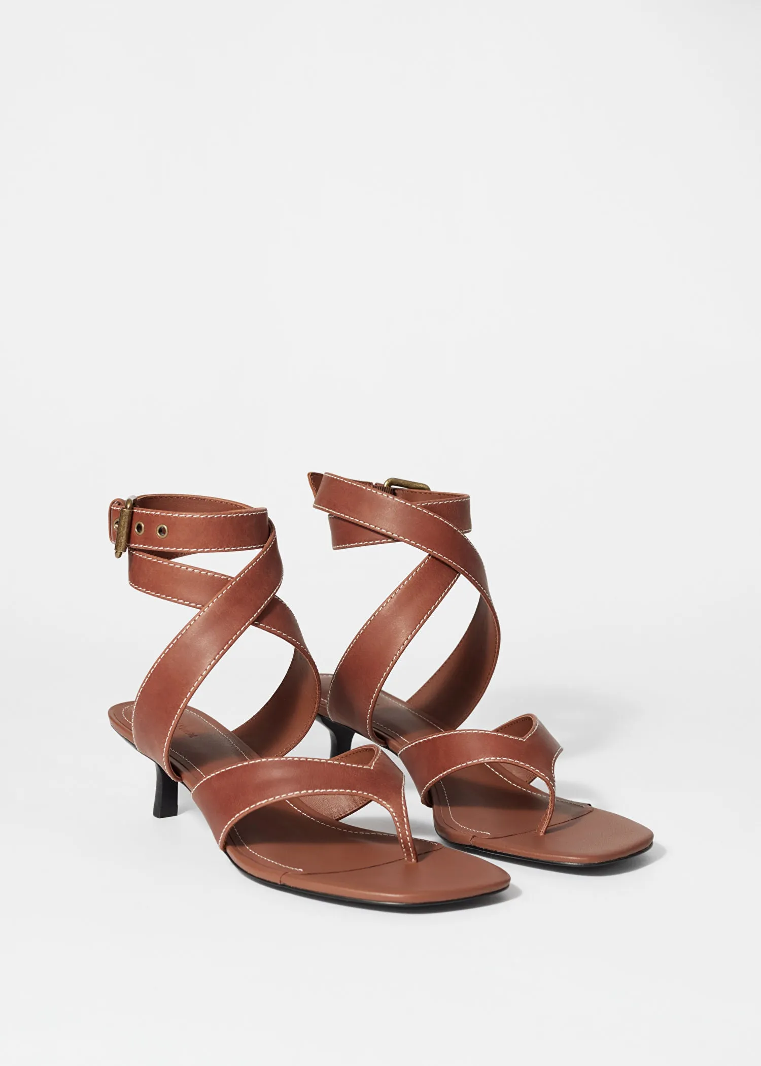 Kitten Heel Toe-Thong Sandals
