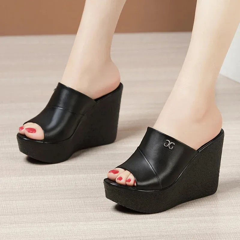Ladies Slippers Fashion Platform Wedge Women's Sandals Designer High Heel Sandals Open Toe Fish Mouth Shoes