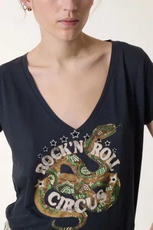 LEON & HARPER Tonton Snaake T-shirt - Carbone