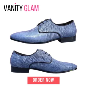 Light Blue Genuine Leather Casual Men's Shoes