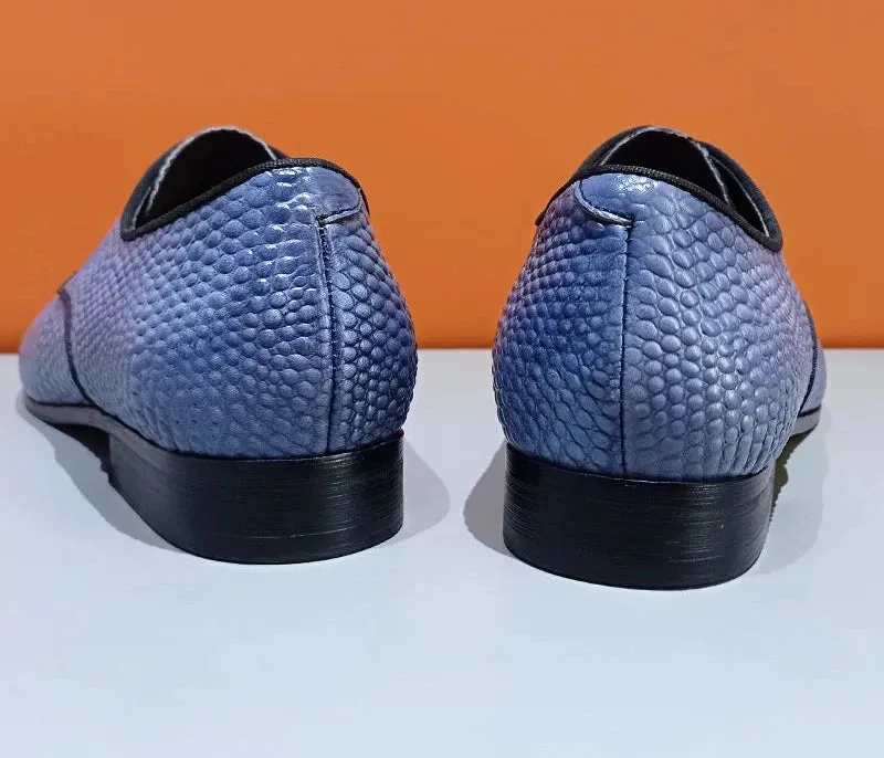 Light Blue Genuine Leather Casual Men's Shoes