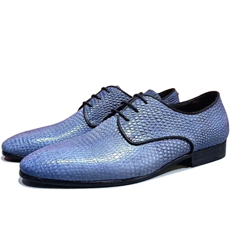 Light Blue Genuine Leather Casual Men's Shoes