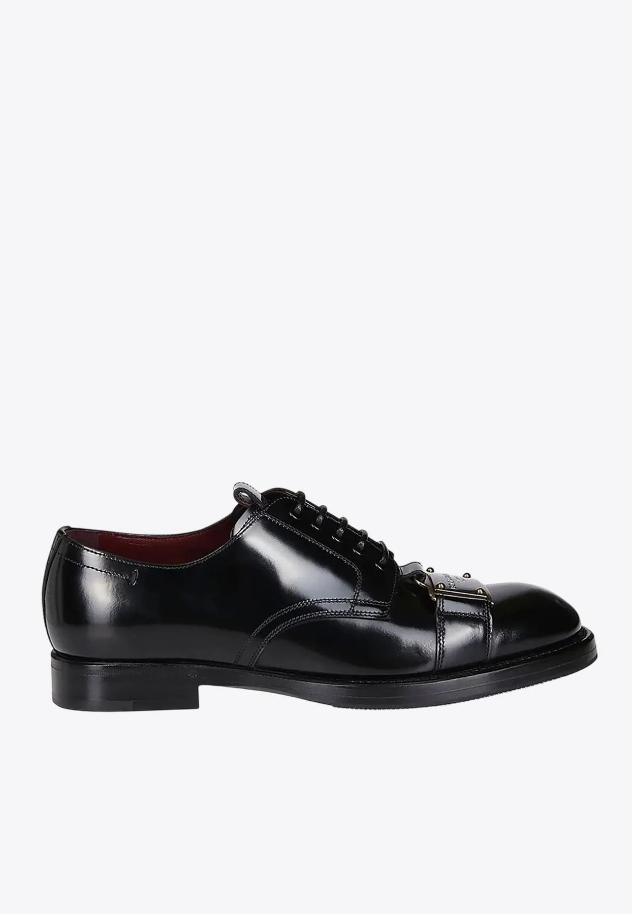 Logo Plaque Brushed Leather Derby Shoes
