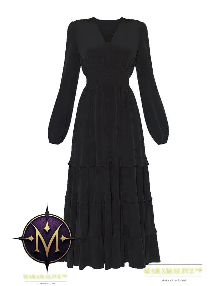 Long Black Dress Vintage fASHION