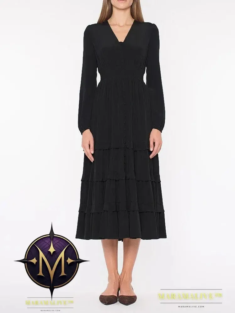 Long Black Dress Vintage fASHION