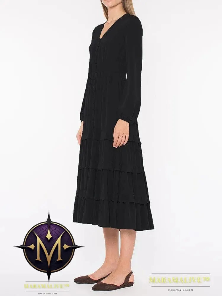 Long Black Dress Vintage fASHION