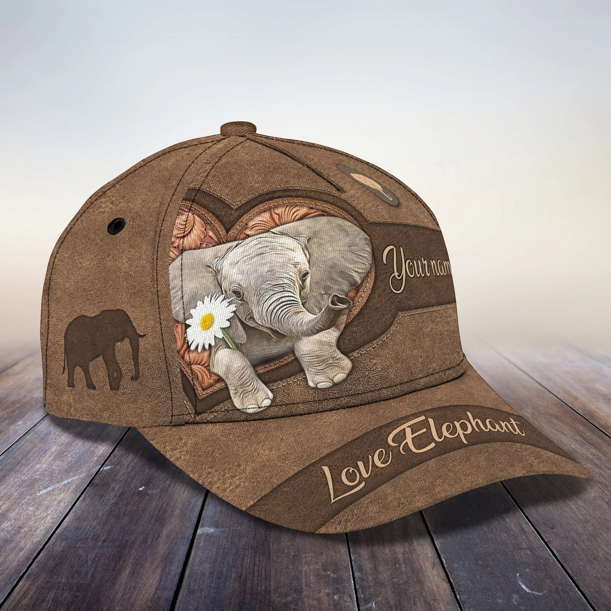 Love Elephant - Personalized Name Cap - Loop - H9h3-460